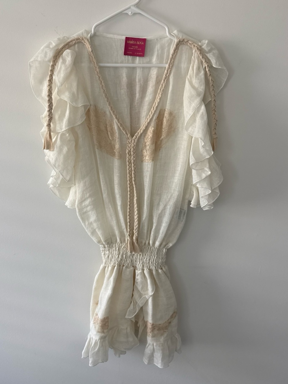 Vanina Rosa Cream Ruffle Swim Coverup Romper